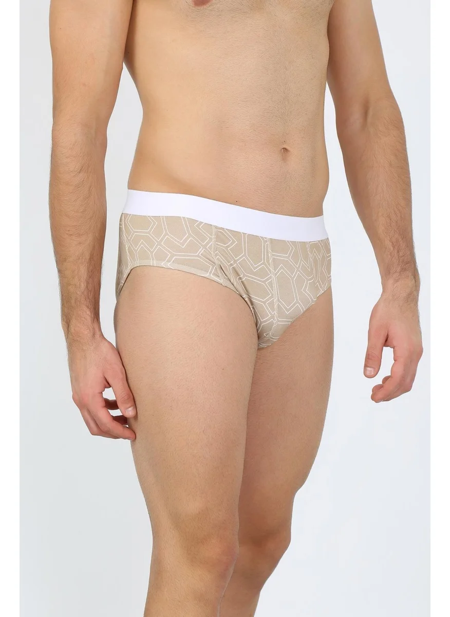 اكبينيز Men's Cotton Patterned Lycra Slip Cream 40131