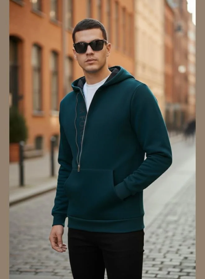 Buratti Buratti Kangaroo Pocket Zip-Up Hooded Slim Fit Sweatshirt for Men 575707