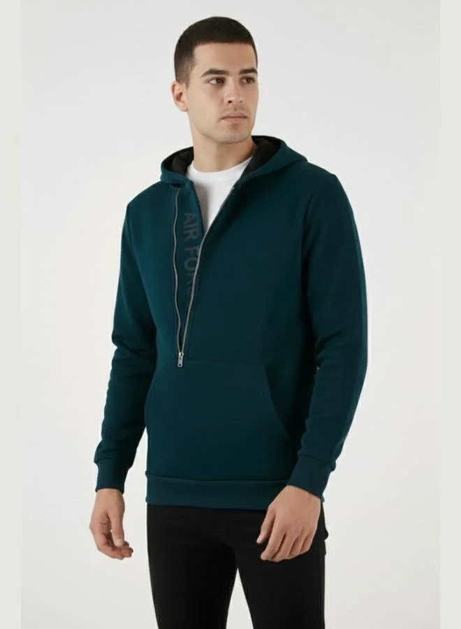 Buratti  Buratti Kangaroo Pocket Zip-Up Hooded Slim Fit Sweatshirt for Men 575707 for Men | Best Price UAE