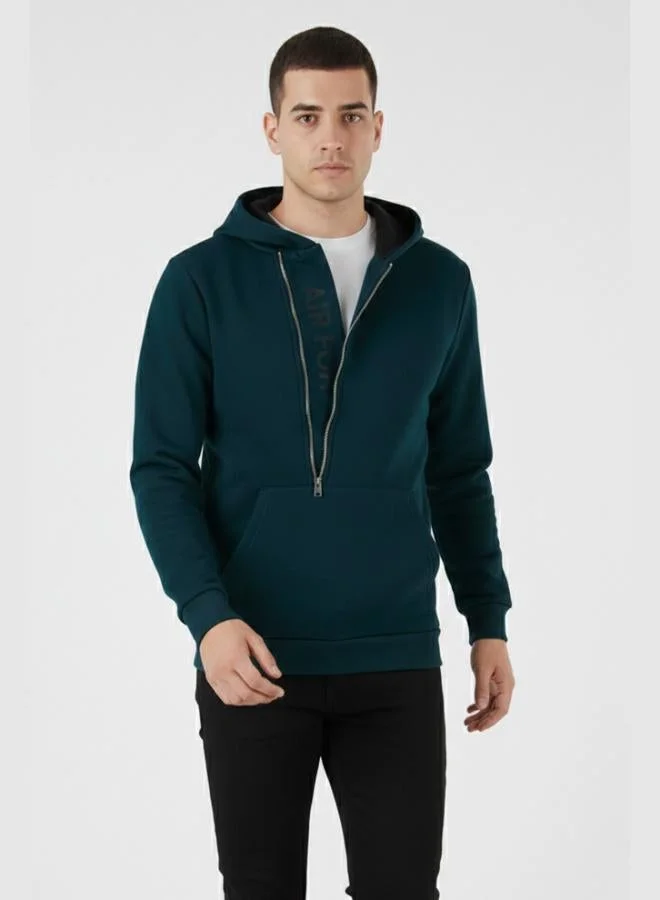 Buratti Kangaroo Pocket Zip-Up Hooded Slim Fit Sweatshirt for Men 575707