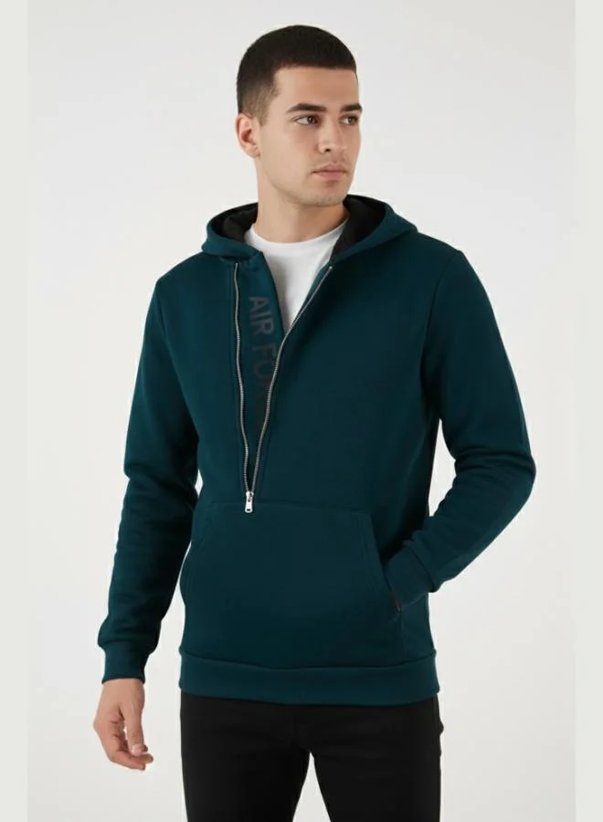 Buratti  Buratti Kangaroo Pocket Zip-Up Hooded Slim Fit Sweatshirt for Men 575707 for Men | Best Price UAE