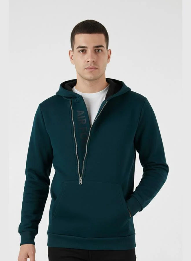Buratti  Buratti Kangaroo Pocket Zip-Up Hooded Slim Fit Sweatshirt for Men 575707 for Men | Best Price UAE