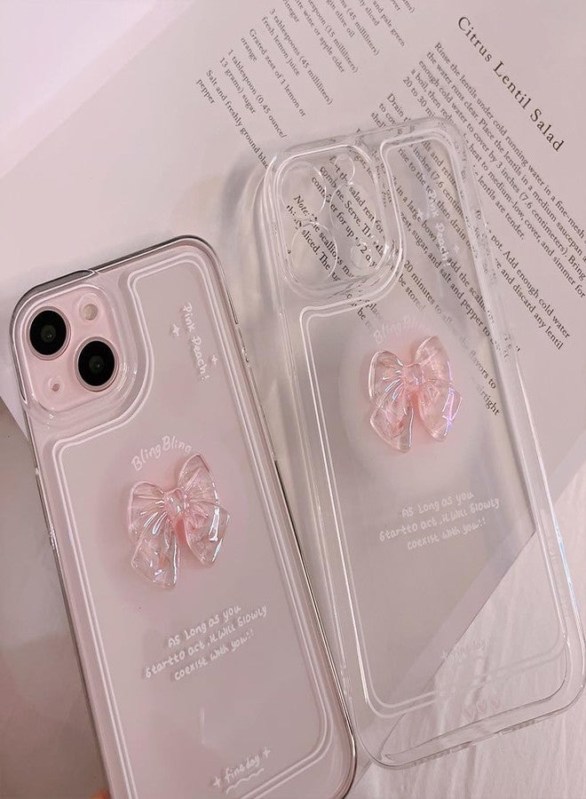 Ownest Compatible with iPhone 11 Case Cute Pink Arc Aesthetic Transparent Slim Design Shockproof TPU Cover Woman Girl Camera Lens Protection Case + Flash Color Crystal Beads Chain - Image 2