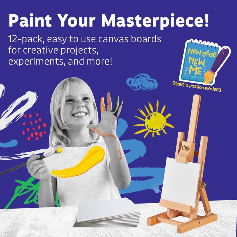 KIRA 12 Pack 8" x 8" Artist Painting Canvas Panels White Blank Stretched Canvas, 100% Cotton Art Panels for Oil, Acrylic & Watercolor Paint (8"x8") - Image 2
