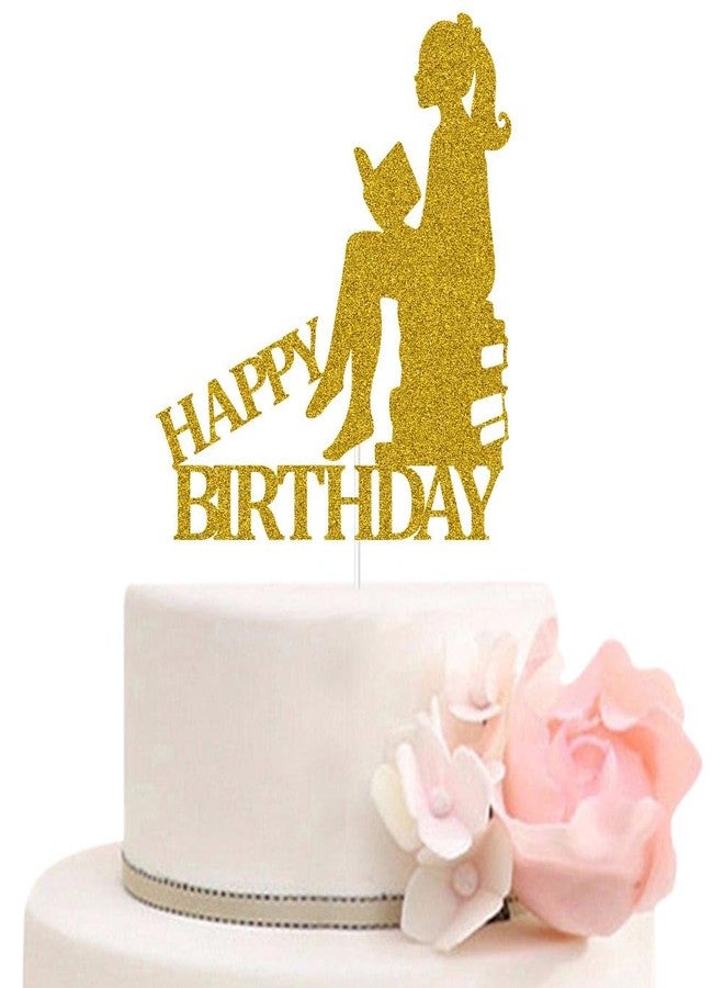 ZLPDS Reading Themed Happy Birthday Cake Toppers for Students Children Kids Book Club Birthday Party Decorations for Book Lovers Gold Glitter - Image 1