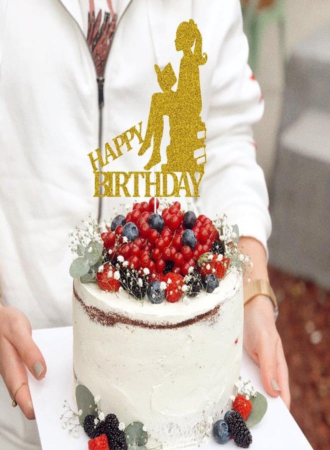 ZLPDS Reading Themed Happy Birthday Cake Toppers for Students Children Kids Book Club Birthday Party Decorations for Book Lovers Gold Glitter - Image 5