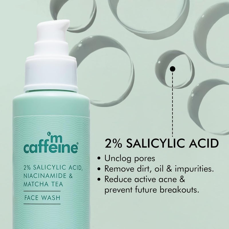 MCaffeine mcaffeine 2 Salicylic Acid Niacinamide Matcha Tea Face WashAnti Acne Cleanser For PimplesSuitable For Acne Prone Oily SkinFights 99 BacteriaSulphate Free Face Wash For Women And Men100 Ml  - Image 4
