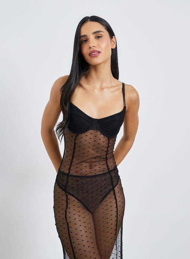 Styli Swiss Dot Padded Wired Slip With Breifs - Image 1