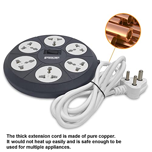 STANDLAST 6-Socket Extension Board | 1.8 Meter Surge Protector & 10A Spike Guard | 240V Heavy Duty Extension Cord | Universal Socket Power Strip for Home,Office,TV, PC & Appliances - Grey - Image 5