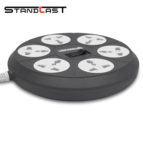 STANDLAST 6-Socket Extension Board | 1.8 Meter Surge Protector & 10A Spike Guard | 240V Heavy Duty Extension Cord | Universal Socket Power Strip for Home,Office,TV, PC & Appliances - Grey - Image 4