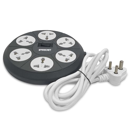 STANDLAST 6-Socket Extension Board | 1.8 Meter Surge Protector & 10A Spike Guard | 240V Heavy Duty Extension Cord | Universal Socket Power Strip for Home,Office,TV, PC & Appliances - Grey - Image 2