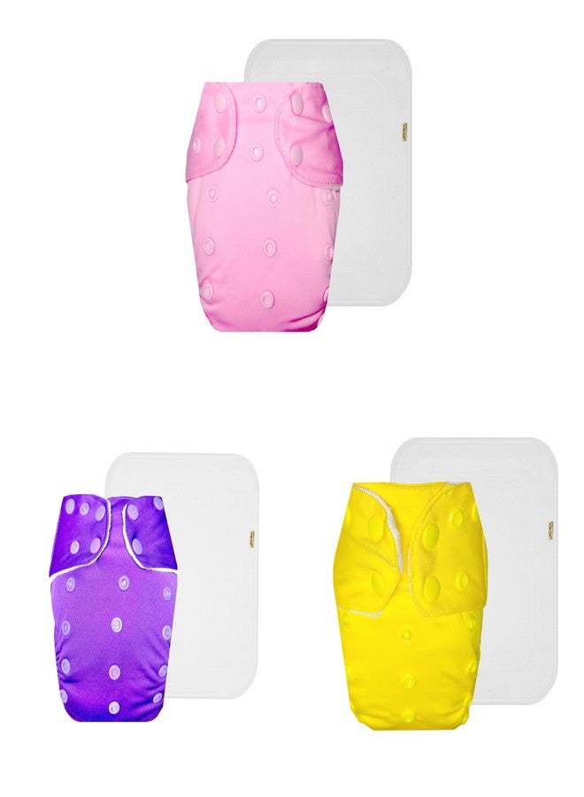 Dumbledo Premium Cloth Diaper with Cotton Insert (Pack of 3) | Soft & Gentle | Breathable | Travel Friendly | Perfect for Indian Summers | 3 Months - 3 Years | Unisex Baby