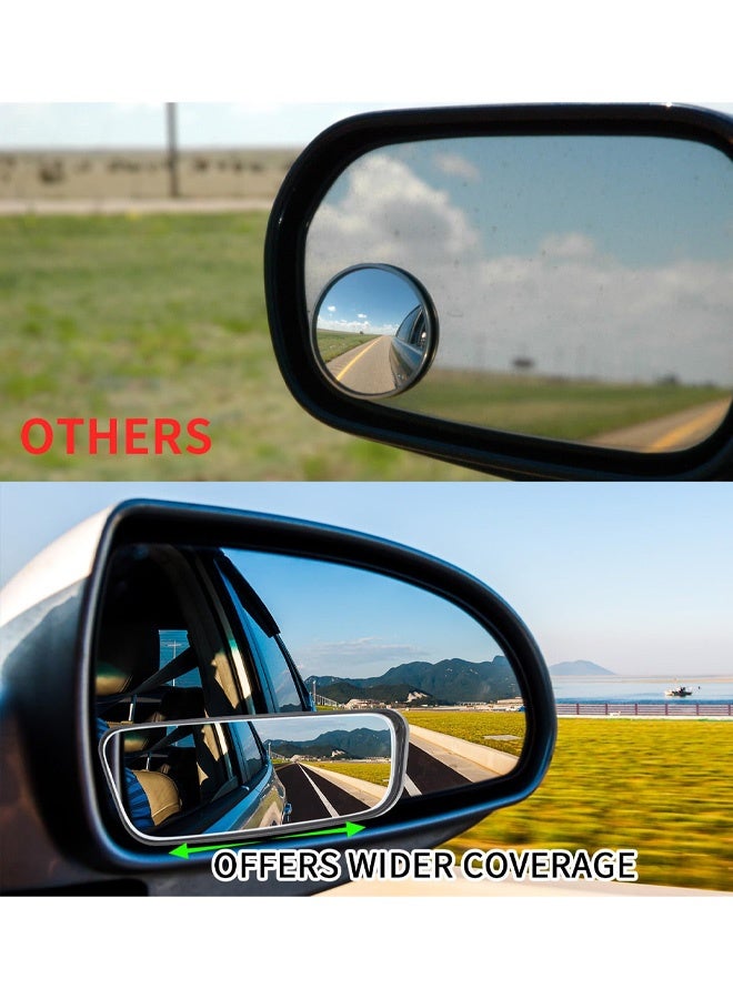 مرآة جانبية محدبة بدون إطار للسيارة، عبوة من قطعتين، مزودة بعصا قابلة للتعديل، توفر رؤية واسعة للنقاط العمياء، مناسبة للسيارات وسيارات الدفع الرباعي والشاحنات، ملحقات مرايا الرؤية الخلفية - Image 5