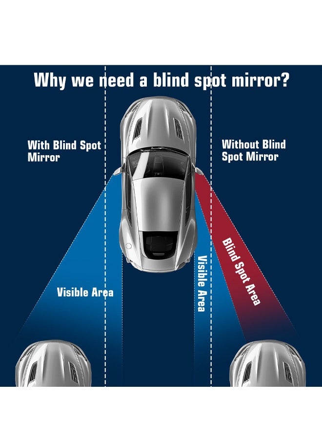 مرآة جانبية محدبة بدون إطار للسيارة، عبوة من قطعتين، مزودة بعصا قابلة للتعديل، توفر رؤية واسعة للنقاط العمياء، مناسبة للسيارات وسيارات الدفع الرباعي والشاحنات، ملحقات مرايا الرؤية الخلفية - Image 3