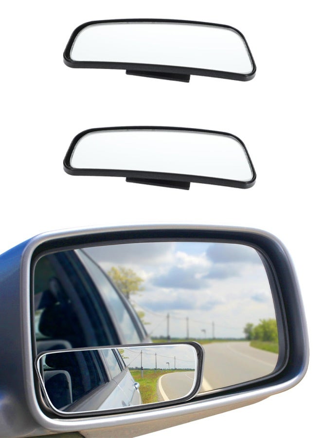 مرآة جانبية محدبة بدون إطار للسيارة، عبوة من قطعتين، مزودة بعصا قابلة للتعديل، توفر رؤية واسعة للنقاط العمياء، مناسبة للسيارات وسيارات الدفع الرباعي والشاحنات، ملحقات مرايا الرؤية الخلفية - Image 1