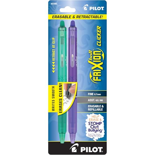 PILOT FriXion Clicker Erasable, Refillable & Retractable Gel Ink Pens, Fine Point, Assorted Color Inks, 2-Pack (31483) - Image 2