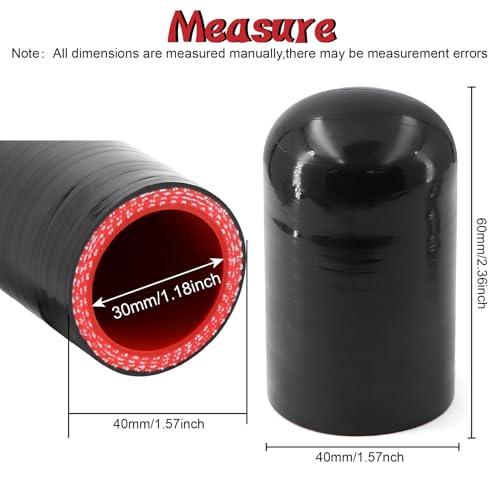 TuoLauthon 2Pcs High Temperature 4Ply Reinforced Silicone Hose Cap ID 1316 Inch30mm Hose End Plug for Turbo Bypass ValveFix LeakThrottle Body Water PortHeater CoreCoolant Heater Vacuum Water Port - Image 3