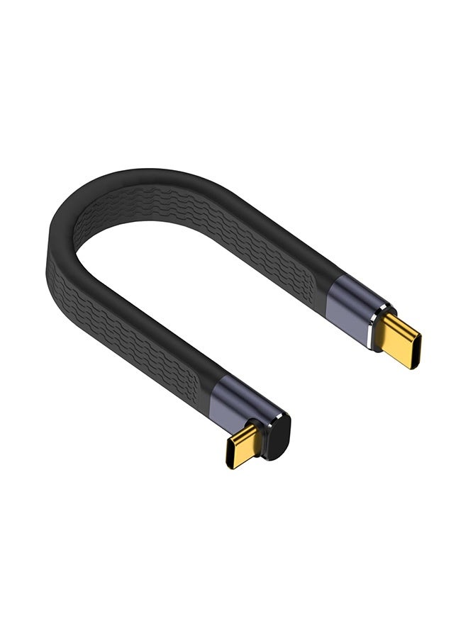 كابل USB C قصير، كابل USB C إلى USB C قصير 240 واط، كابل USB C بسرعة 40 جيجابت في الثانية بطول 5 بوصات، كابل USB C قصير بزاوية 90 درجة، كابل FPC USB C مسطح 8K PD3.1 كابل USB 4 لجهاز Thunderbolt 4، ماك بوك، هاتف. - Image 1