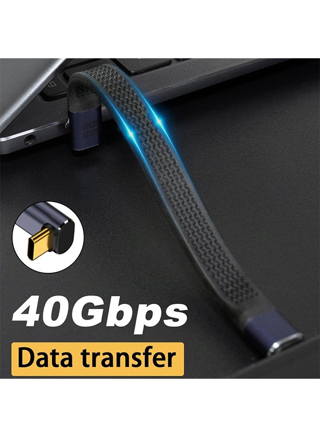 كابل USB C قصير، كابل USB C إلى USB C قصير 240 واط، كابل USB C بسرعة 40 جيجابت في الثانية بطول 5 بوصات، كابل USB C قصير بزاوية 90 درجة، كابل FPC USB C مسطح 8K PD3.1 كابل USB 4 لجهاز Thunderbolt 4، ماك بوك، هاتف. - Image 2