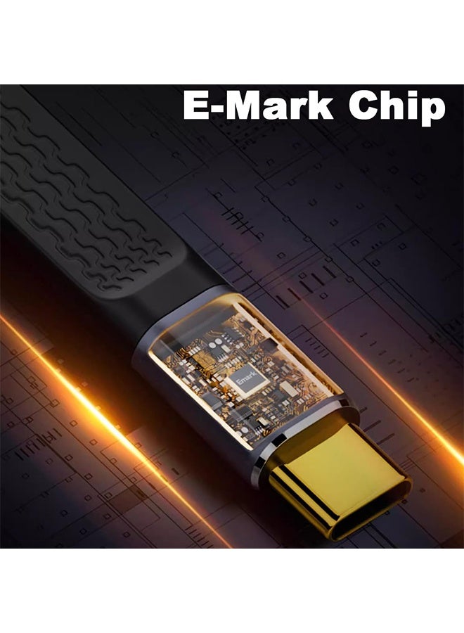 كابل USB C قصير، كابل USB C إلى USB C قصير 240 واط، كابل USB C بسرعة 40 جيجابت في الثانية بطول 5 بوصات، كابل USB C قصير بزاوية 90 درجة، كابل FPC USB C مسطح 8K PD3.1 كابل USB 4 لجهاز Thunderbolt 4، ماك بوك، هاتف. - Image 5