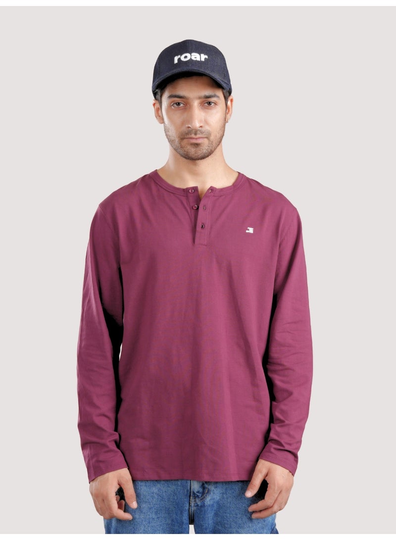 ROAR FOR GOOD Men's Long Sleeve Henley T-Shirt | Casual Cotton Blend Regular Fit 3-Button Neck Tee - Image 5