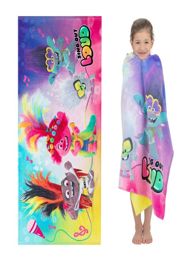 Franco Kids Super Soft Cotton Bath/Pool/Beach Towel, 58 in x 28 in, Trolls World Tour - Image 1