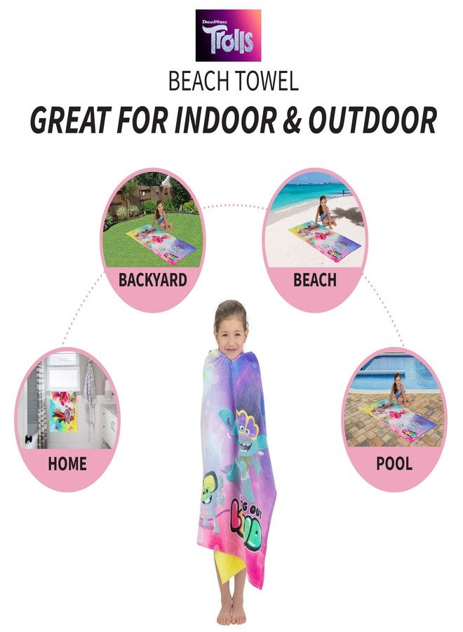 Franco Kids Super Soft Cotton Bath/Pool/Beach Towel, 58 in x 28 in, Trolls World Tour - Image 3