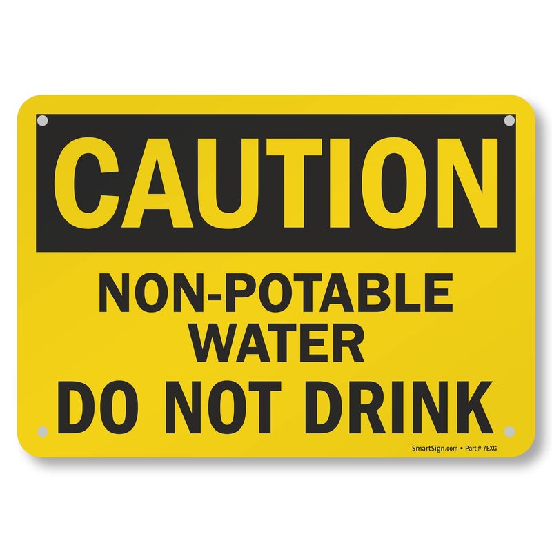 SmartSign S2835AL10 Caution NonPotable Water Do Not Drink Sign 7 x 10 Aluminum Black on Yellow - Image 2