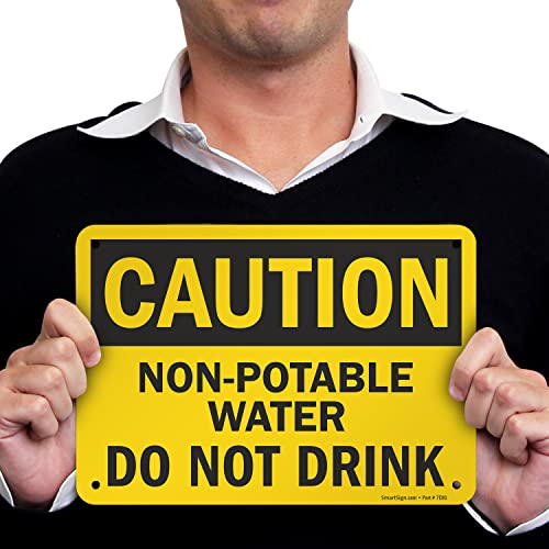 SmartSign S2835AL10 Caution NonPotable Water Do Not Drink Sign 7 x 10 Aluminum Black on Yellow - Image 3