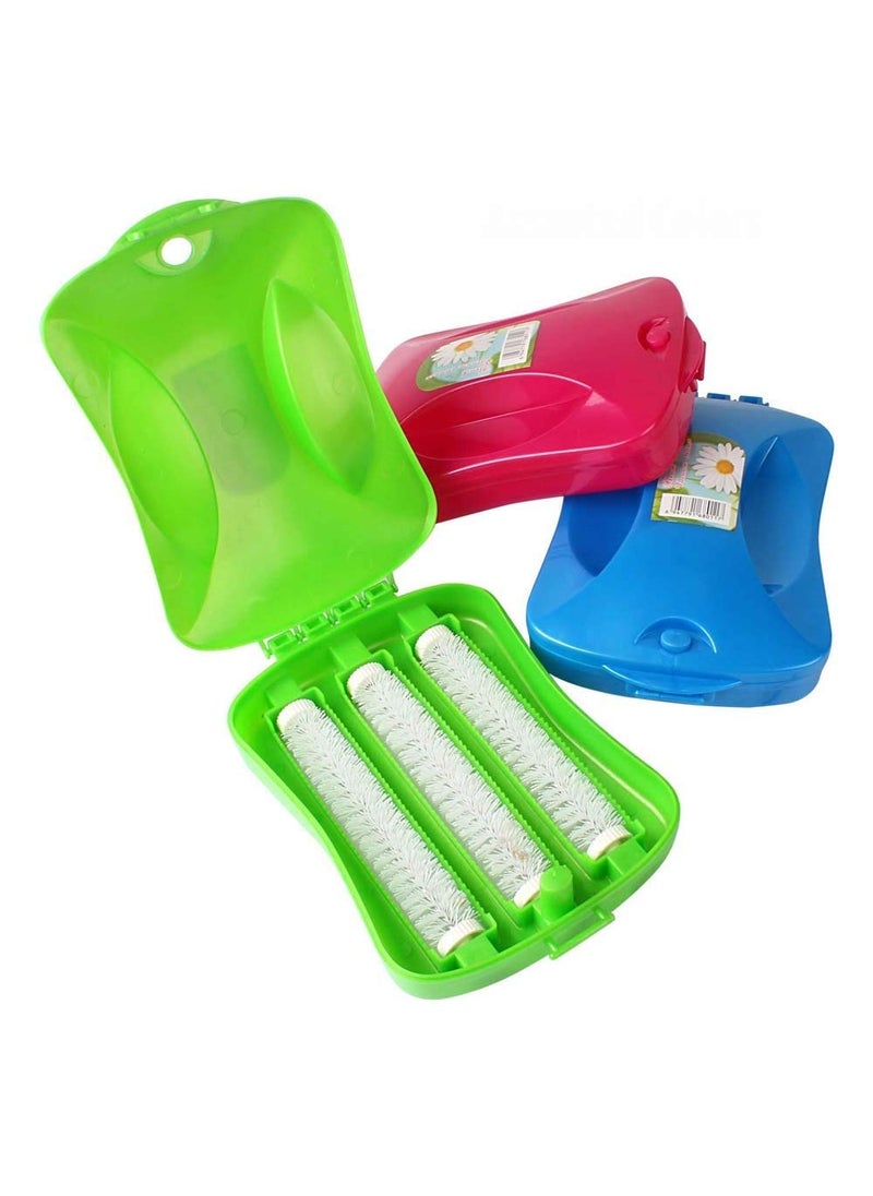 AKRIZA AKRIZA Plastic Handheld Cleaning Roller Brush with Dust Crumb Collector for Carpet Car Seats Table Linen Sofas Multicolour Set of 2  - Image 1