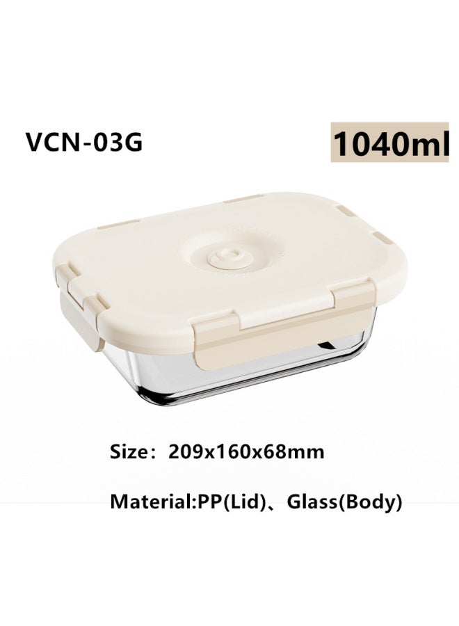 Electric Vacuum Glass Preservation Box Food Sealed Jar Food Lunch Box Lunch Box Can Be Heated In Microwave-Specifications:Rectangular Earrings 1040ml High Borosilicate Glass-Color:As Shown In The Picture  - Image 1