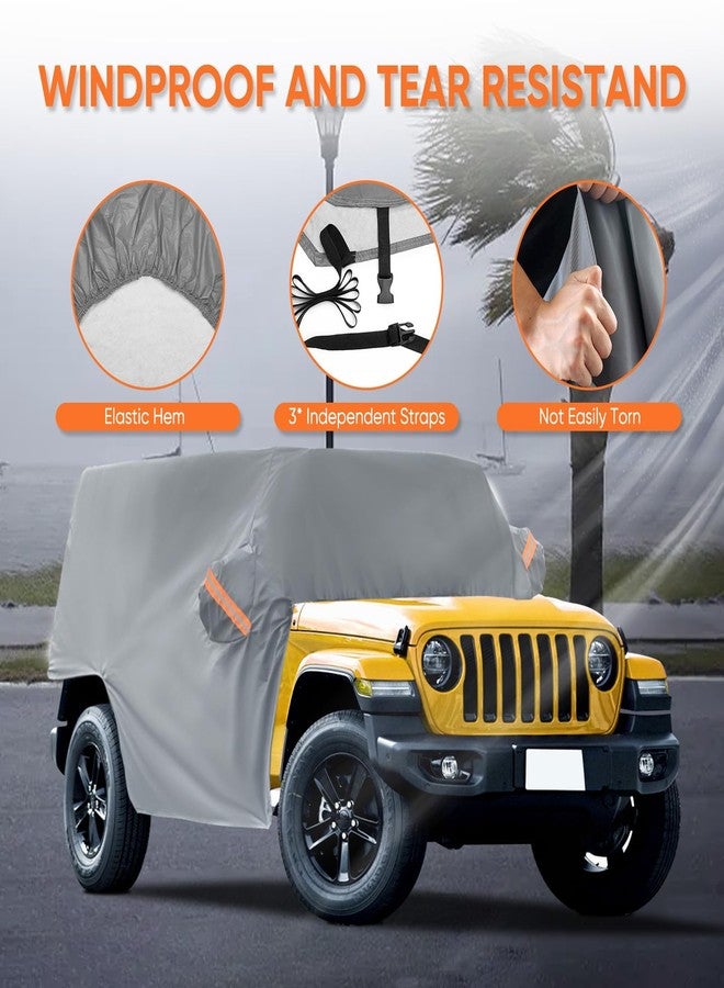 NEVERLAND Cab Cover for 2007-2025 Jeep Wrangler JK JKU JL JLU 4 Door, Waterproof Half Car Cover Oxford with Reflective Strip, Sun Snowproof Cab Car Cover for Convenient Zipper for Trunk - Image 4