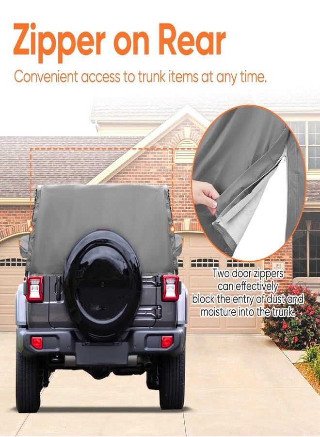 NEVERLAND Cab Cover for 2007-2025 Jeep Wrangler JK JKU JL JLU 4 Door, Waterproof Half Car Cover Oxford with Reflective Strip, Sun Snowproof Cab Car Cover for Convenient Zipper for Trunk - Image 3