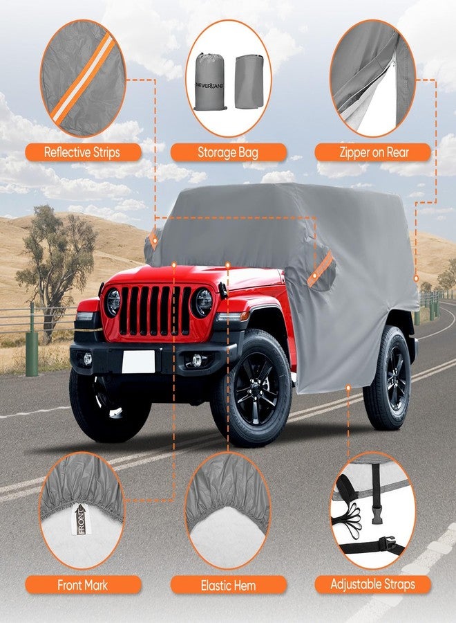 NEVERLAND Cab Cover for 2007-2025 Jeep Wrangler JK JKU JL JLU 4 Door, Waterproof Half Car Cover Oxford with Reflective Strip, Sun Snowproof Cab Car Cover for Convenient Zipper for Trunk - Image 5