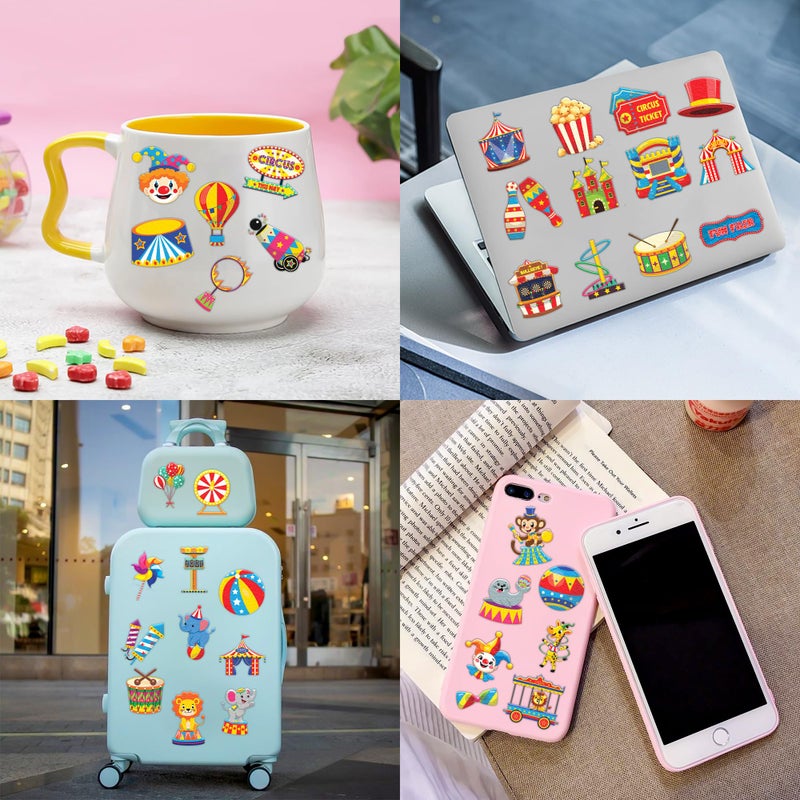 91TATTOOS 96PCS Carnival Circus Clown Pre-Cut Temporary Tattoos for Kids | Super Cute Themed Birthday Party Favors, Supplies, Decorations, Animal Fake Tattoo Stickers (Multiple) - Image 5