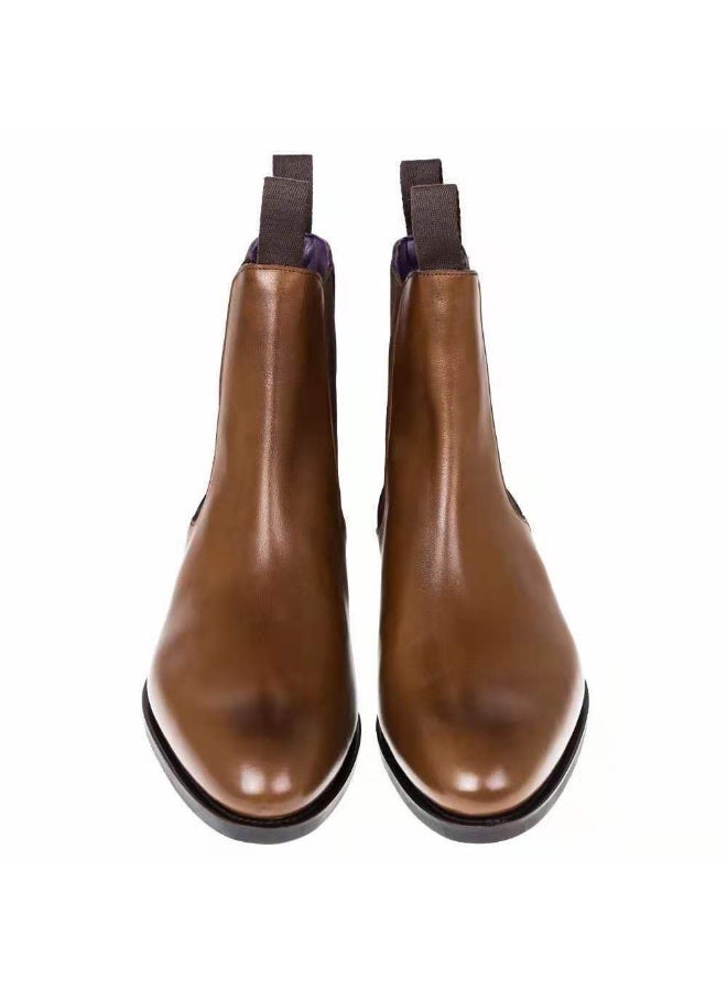 Large size high-top men's shoes - New arrivals for autumn and winter - Short boots for men - Pointed toe Chelsea boots made of leather - Image 4
