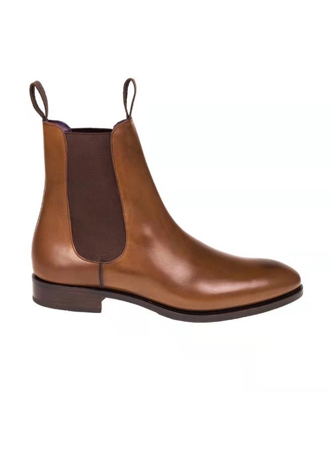 Large size high-top men's shoes - New arrivals for autumn and winter - Short boots for men - Pointed toe Chelsea boots made of leather - Image 5