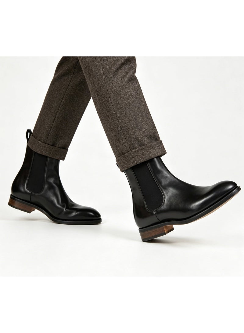 Large size high-top men's shoes - New arrivals for autumn and winter - Short boots for men - Pointed toe Chelsea boots made of leather - Image 2