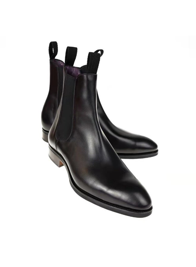 Large size high-top men's shoes - New arrivals for autumn and winter - Short boots for men - Pointed toe Chelsea boots made of leather - Image 1