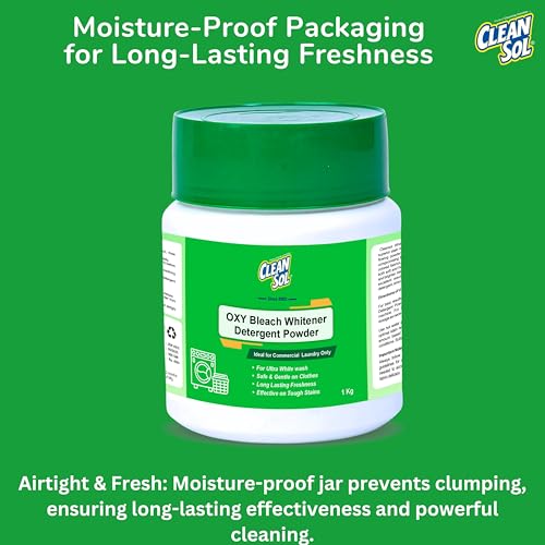 Cleansol Oxygen Bleach Powder 1Kg | Fabric Whitener, Color-Safe Brightener & Stain Remover | Chlorine-Free Laundry Booster for White & Colored Clothes - Image 4