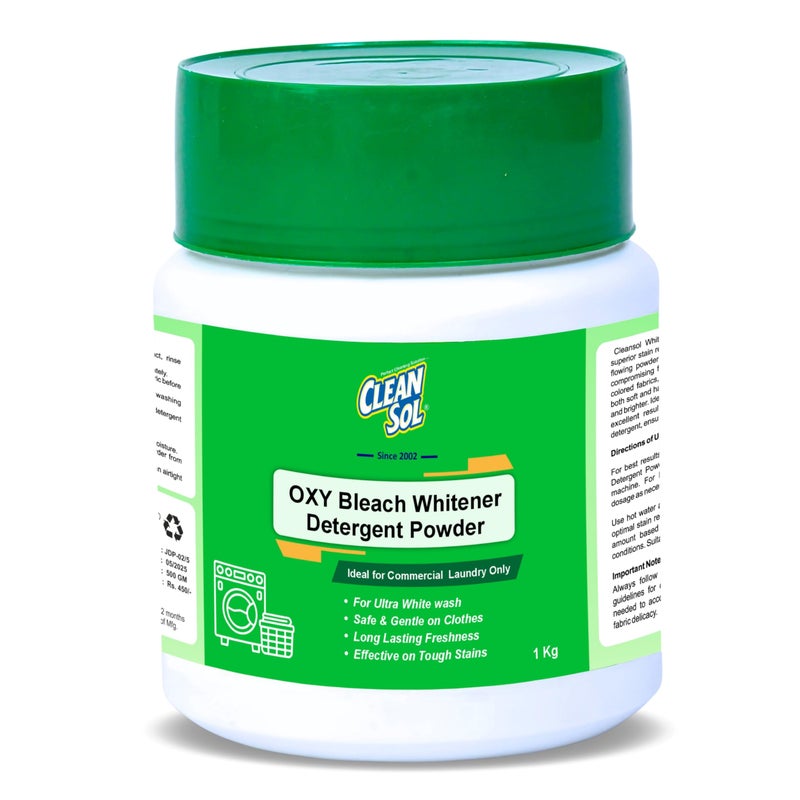 Cleansol Oxygen Bleach Powder 1Kg | Fabric Whitener, Color-Safe Brightener & Stain Remover | Chlorine-Free Laundry Booster for White & Colored Clothes - Image 5