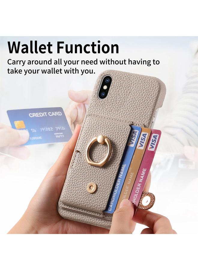 S-TOP Case For iPhone X / XS Litchi Leather Oil Edge Ring Card Back Phone Case - Image 4
