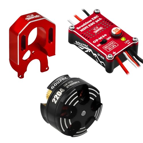 GOUP RC GOUPRC 2204 2400KV Brushless Outrunner Motor with Mount 30A Brushless ESC Combo Kit for SCX24 Axial 124 Remote Control Crawler Truck Car Red - Image 1