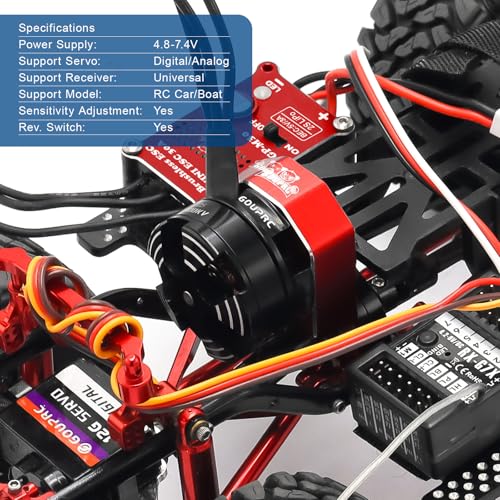 GOUP RC GOUPRC 2204 2400KV Brushless Outrunner Motor with Mount 30A Brushless ESC Combo Kit for SCX24 Axial 124 Remote Control Crawler Truck Car Red - Image 5