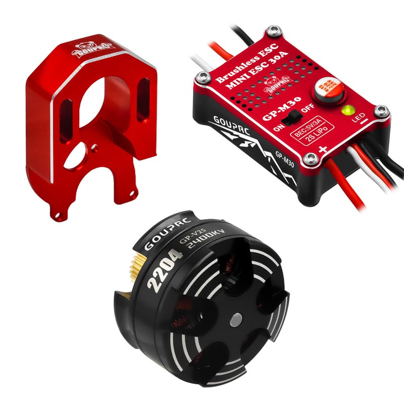 GOUP RC GOUPRC 2204 2400KV Brushless Outrunner Motor with Mount 30A Brushless ESC Combo Kit for SCX24 Axial 124 Remote Control Crawler Truck Car Red - Image 3