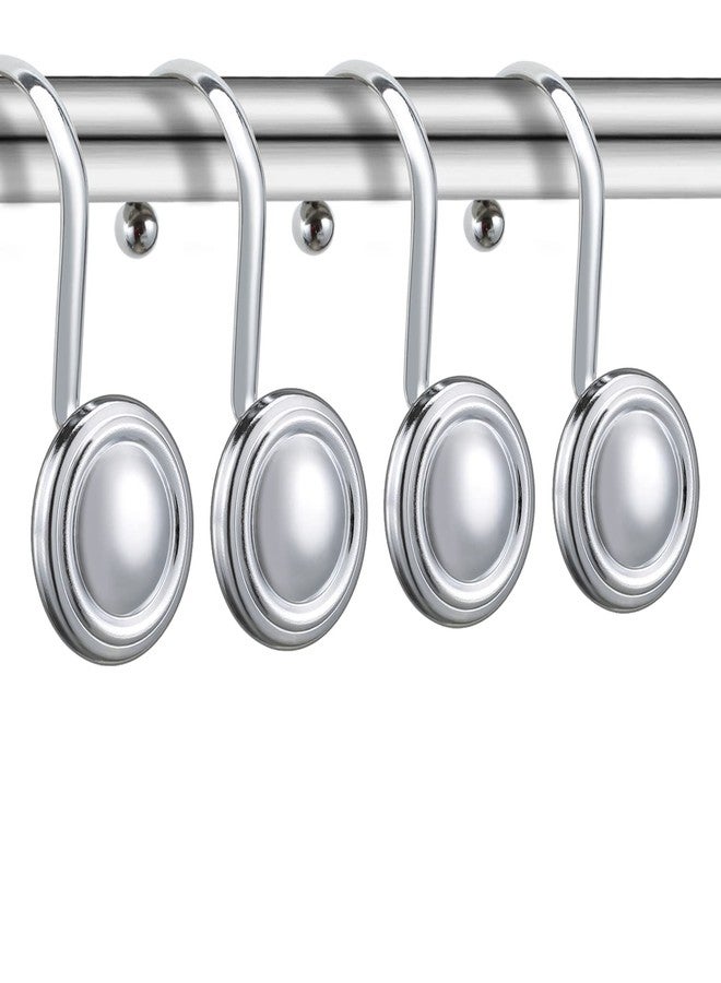 ZESLMG Silver Shower Curtain Hooks, ZESLMG Chrome Decorative Shower Curtain Hooks for Bathroom, Rust Proof Shower Curtain Rings Hangers for Shower Curtain Rod,Set of 12 Metal Glossy Round Design - Image 2
