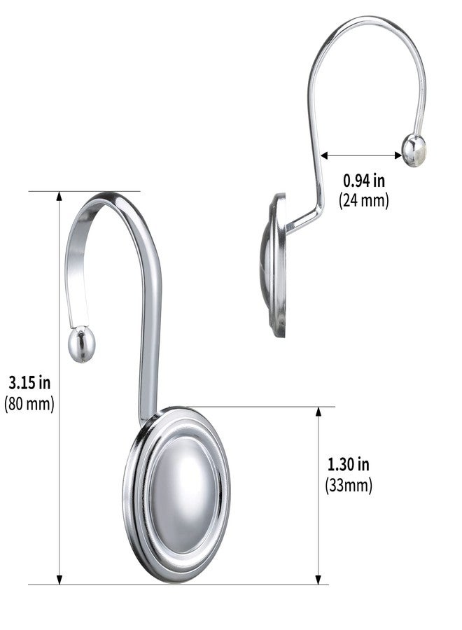 ZESLMG Silver Shower Curtain Hooks, ZESLMG Chrome Decorative Shower Curtain Hooks for Bathroom, Rust Proof Shower Curtain Rings Hangers for Shower Curtain Rod,Set of 12 Metal Glossy Round Design - Image 5