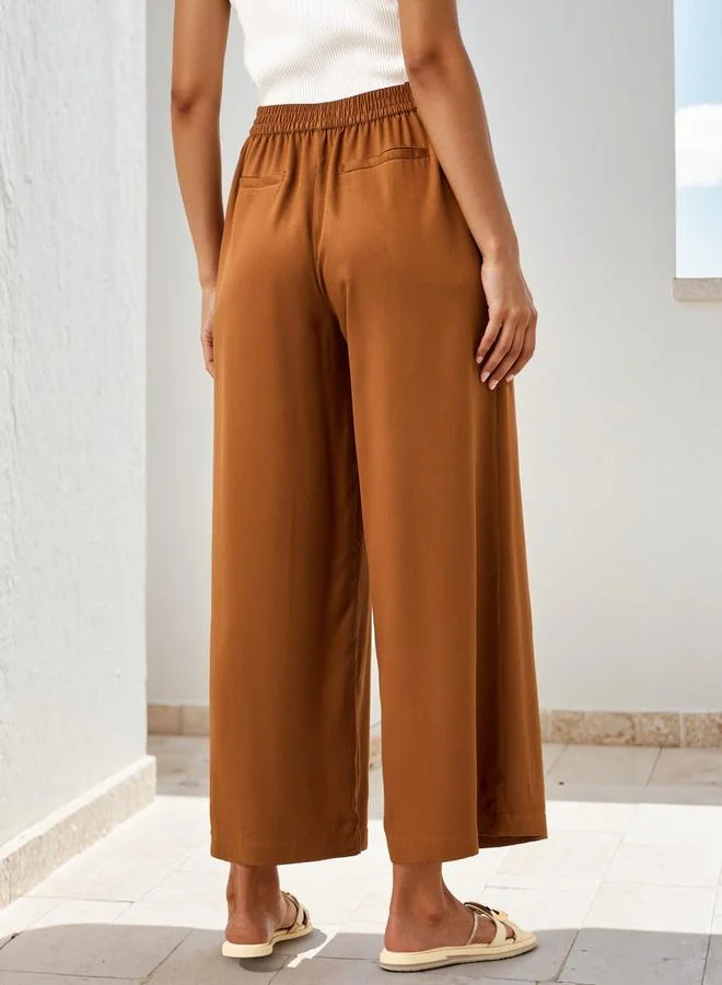 Splash FAV Relaxed Fit Palazzos with Tie-Up Belt and Pockets
