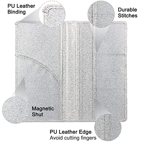 Bodskad Car Registration and Insurance Holder, Premium Leather Insurance and Registration Holder,vehicle Glove Box Car Organizer, with Magnetic Shut for Cards, Driver License (Glitter Silver) - Image 3