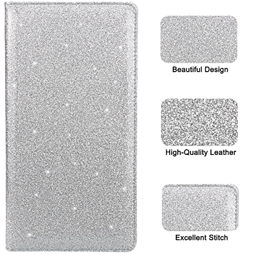 Bodskad Car Registration and Insurance Holder, Premium Leather Insurance and Registration Holder,vehicle Glove Box Car Organizer, with Magnetic Shut for Cards, Driver License (Glitter Silver) - Image 5